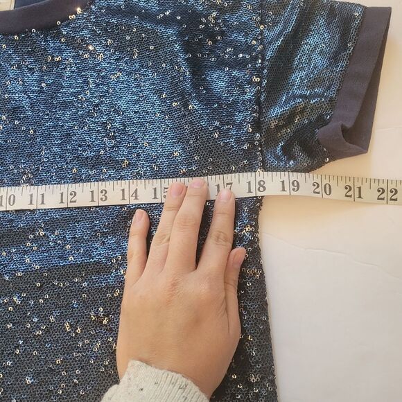 Anthropologie Moulinette Soeurs Sequin Blue Dress Size XS Oversized - Picture 4 of 8